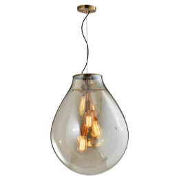 PENDENTE CAJU BRONZE E CONHAQUE (D)48CM (A)63CM 3XE27 120W - RZ001EL