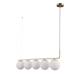 PENDENTE PETIT POA DOURADO E BRANCO (C)98CM (L)15CM (A)28CM 5XE27 BOLINHA 25W - SQ002