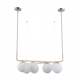 PENDENTE PETIT POA DOURADO E BRANCO (D)90CM (A)28CM 8XE27 BOLINHA 40W - SQ003