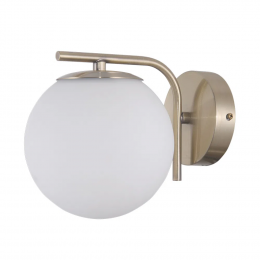 ARANDELA PETIT POA DOURADO E BRANCO (C)20CM (L)15CM (A)17CM 1XE27 BOLINHA 5W - SQ005