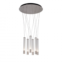 PENDENTE AGUA NICKEL E TRANSPARENTE E BRANCO (D)60CM (A)38.5CM 6X7W 3000K 2040LM - RE015L