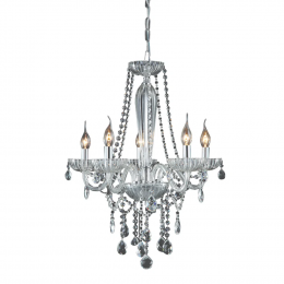 LUSTRE ANJOU CROMADO E TRANSPARENTE (D)58CM (A)635CM 5XE14 200W - JF015C