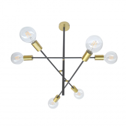 PENDENTE ARES DOURADO E PRETO (C)58.5CM (L)52.5CM (A)63CM 6XE27 240W - EY001