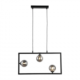 PENDENTE BALANÇO PRETO E FUME (C)60CM (A)30CM 3XG9 75W - TR003B