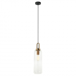 PENDENTE GURI BRONZE E PRETO E TRANSPARENTE (D)15CM (A)41CM 1XE27 40W - HL006