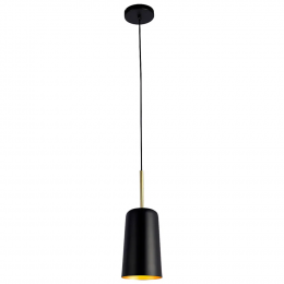PENDENTE BOT PRETO E DOURADO (D)13,6CM (A)38CM 1X40W E27