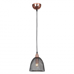 PENDENTE COPPER COBRE E PRETO (D)18CM (A)23CM 1XE27 40W - XN002