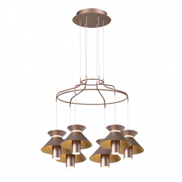 PENDENTE CORDEL DOURADO E BRANCO (C)60CM (L)60CM (A)13CM 6X5W + 6X2W 2700K - CD008