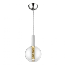 PENDENTE EGEO CROMADO E TRANSPARENTE (D)18CM (A)29CM 1X5W 3000K - HO122