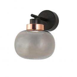 ARANDELA FOG ROSE GOLD E PRETO E FUME (D)22CM (L)29.5CM (A)29CM 1X10W 3000K 524LM - HC019