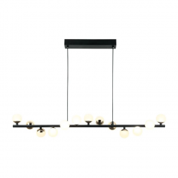PENDENTE FUXICO DOURADO E PRETO E BRANCO (C)95CM (A)17CM 15X2W 3000K 2400LM - JU007