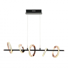PENDENTE GINGA ROSE GOLD E PRETO E PRETO (C)19CM (L)85CM (A)24.5CM 2 X 4.3W + 3 X 6.1W 3000K 1345LM - BB011