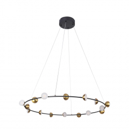 PENDENTE GRAVIOLA DOURADO E PRETO E BRANCO (D)60CM (A)5.7CM 16X3W 3000K 264 - DS001