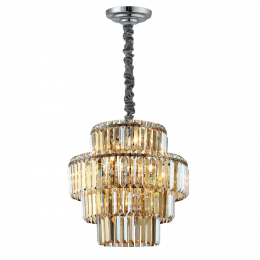 PENDENTE HERA CROMADO E CONHAQUE (D)48CM (A)49CM 10XE14 400W - AQ030C