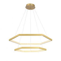 PENDENTE HEX DOURADO E TRANSP (D)80 + 60CM (A)3.5CM 40W + 30W 3000K 3280LM - GD006