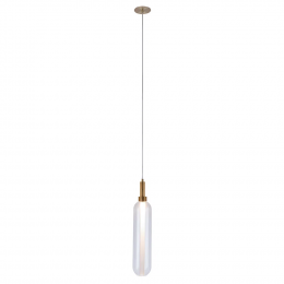 PENDENTE LAMPIÃO DOURADO E TRANSPARENTE (D)10CM (A)52CM 1X5W 3000K 250LM - RB002