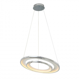 PENDENTE LOOP CROMADO E BRANCO (D)62 +42CM (A)2.2CM 1X48W 3000K 1500LM - HM009CR