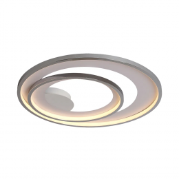 PLAFON DE SOBREPOR LOOP CROMADO E BRANCO (D)62 + 42CM (A)5.2CM 1X60W 3000K 1500LM - HM008CR
