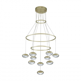 PENDENTE LUDIQUE DOURADO E TRANSPARENTE E BRANCO (D)66CM (A)87CM 10X5W 3000K 2500LM - EG007