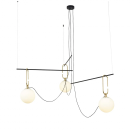 PENDENTE MOB DOURADO E PRETO E BRANCO (D)130CM (A)85CM 3XE14 21W - YD003