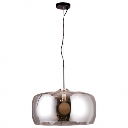 PENDENTE NOBU D 50CM X 31CM 1 X A60 40W PRETO / DOURADO E FUME - RE003BS