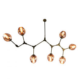 PENDENTE ORBE DOURADO E CHAMPAGNE (C)100CM (L)40CM (A)95CM 7XE27 280W - KY001MG