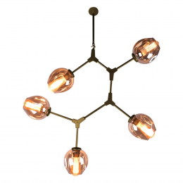 PENDENTE ORBE DOURADO E CHAMPAGNE (C)80CM (L)40CM (A)95CM 5XE27 200W - KY001SG