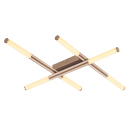 PLAFON DE SOBREPOR PALITO DOURADO (C)86CM (L)70CM (A)7CM 6X6W 2700K 1800LM - CD017