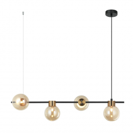 PENDENTE TUTU PRETO E DOURADO E CHAMPAGNE (C)84CM (L)28,5CM (A)20CM  4X100W   G9
