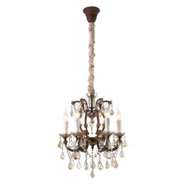 LUSTRE PASSY BRONZE E CONHAQUE E TRANSP (D)45CM (A)50CM 6XE14 240W - AQ028S