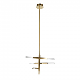 PENDENTE PÉTRA DOURADO E TRANSPARENTE (D)54CM (A)31CM 3X6W 3000K 900LM - OC009