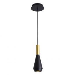 PENDENTE PITUCO DOURADO E PRETO E PRETO (D)9CM (A)26CM 1XGU10 10W - ML016GB