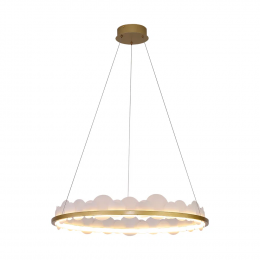 PENDENTE POEMA DOURADO E BRANCO (D)80CM (A)12CM 1X45W 3000K 2250LM - EG003
