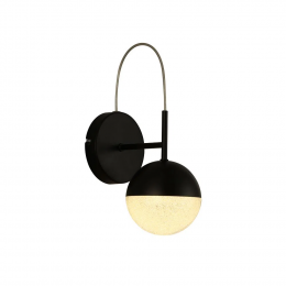 ARANDELA MEDIA LUNA PRETO E TRANSPARENTE (D)12CM (C)18CM (A)27.5CM 1X6W 3000K 300LM - HM004B