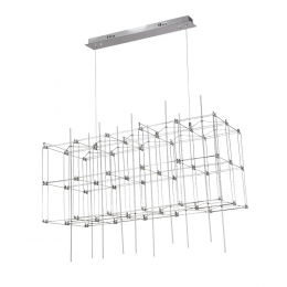 PENDENTE SKY CROMADO E TRANSPARENTE (C)91CM (L)41CM (A)40CM 54X0,2W 3000K 8 - JJ008