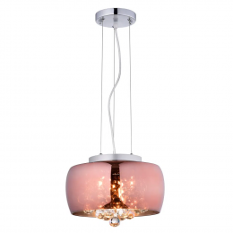 PENDENTE / PLAFON SOHO CROMADO E TRANSPARENTE E COBRE (D)28CM (A)13CM 3XG9 75W - PD005CO