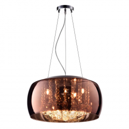 PENDENTE / PLAFON SOHO CROMADO E TRANSPARENTE E COBRE (D)60CM (A)28CM 9XG9 225W - PD006CO