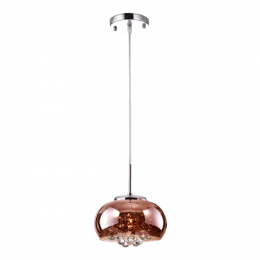 PENDENTE / PLAFON SOHO CROMADO E TRANSPARENTE E COBRE (D)22CM (A)12CM 1XG9 25W - PD007CO