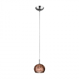 PENDENTE SOHO CROMADO E TRANSPARENTE E COBRE (D)16CM (A)13CM 1XG9 25W - HO7613CO