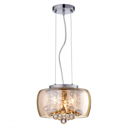 PENDENTE / PLAFON SOHO CROMADO E TRANSPARENTE E AMBAR (D)28CM (A)13CM 3XG9 75W - PD005AM