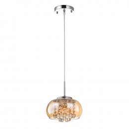 PENDENTE / PLAFON SOHO CROMADO E TRANSPARENTE E AMBAR (D)22CM (A)12CM 1XG9 25W - PD007AM