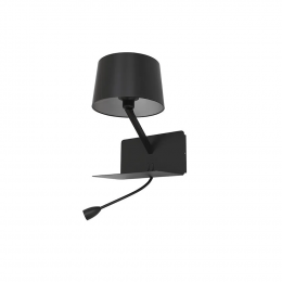 ARANDELA TUTI PRETO E PRETO (C)26CM (L)35CM (A)36CM 1XE27 + LED 43W - ML011B