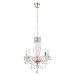 PENDENTE TYENE ROSE GOLD E TRANSPARENTE (D)54CM (A)63CM 5XE14 200W - JF305