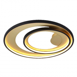 PLAFON DE SOBREPOR LOOP PRETO E DOURADO (D)62 + 42CM (A)5,2CM 1X48W 3000K 1500LM LED