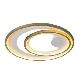PLAFON DE SOBREPOR LOOP BRANCO E DOURADO (D)62 + 42CM (A)5,2CM 1X48W 3000K 1500LM LED
