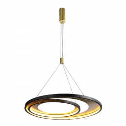 PENDENTE LOOP PRETO E DOURADO (D)62 + 42CM (A)2,2CM 1X48W 3000K 1500LM LED