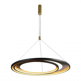 PENDENTE LOOP PRETO E DOURADO (D)82 + 62CM (A)2,2CM 1X76W 3000K 2280LM LED