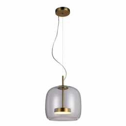 PENDENTE TEMPO DOURADO E TRANSPARENTE (D)26CM (A)24CM 1X1W 3000K 300LM LED