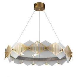 PENDENTE LOSANGHE DOURADO E BRANCO (D)80CM (A)17.9CM 4X17W 3000K 3400LM - EG002L