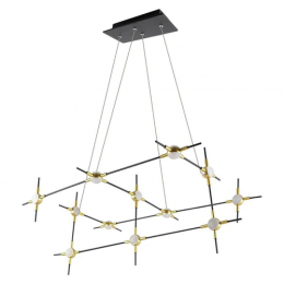 PENDENTE LINK DOURADO E PRETO E BRANCO (C)80CM (L)56CM (A)36CM 12X4W 3000K 2400LM - FT001